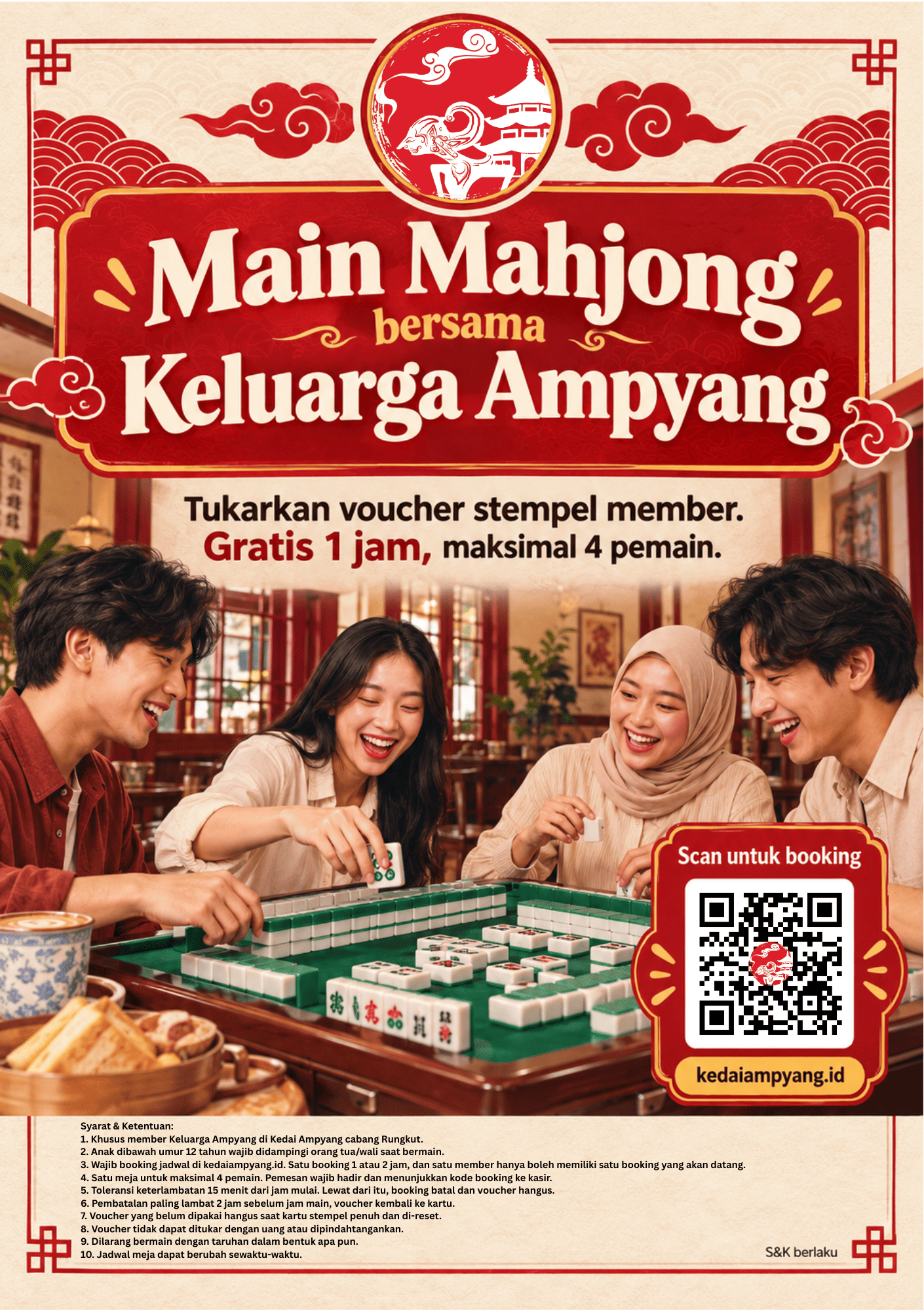 Poster MAIN MAHJONG BERSAMA KELUARGA AMPYANG